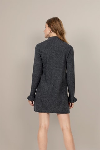 Vestido jersey Lyamia 100 % cachemir, 2 hilos - Cuello alto - Antracita jaspeado
