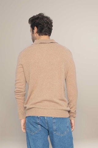 Jersey Spencer 100 % cachemir, 2 hilos - Cuello clásico - Beige