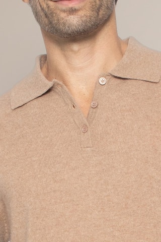 Jersey Spencer 100 % cachemir, 2 hilos - Cuello clásico - Beige