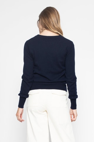 Jersey Luing 100 % cachemir, 2 hilos - Cuello redondo - Azul marino