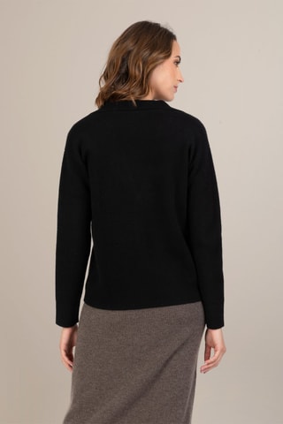 Cárdigan Nessa 100 % cachemir, 2 hilos - Cuello sastre - Negro