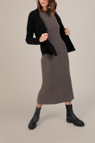 Cárdigan Nessa 100 % cachemir, 2 hilos - Cuello sastre - Negro