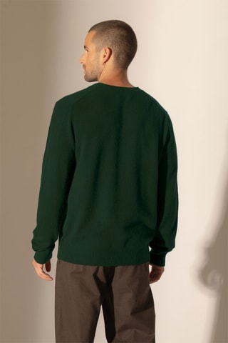 Cárdigan Errol 100 % cachemir, 2 hilos - Cuello de pico - Verde oscuro