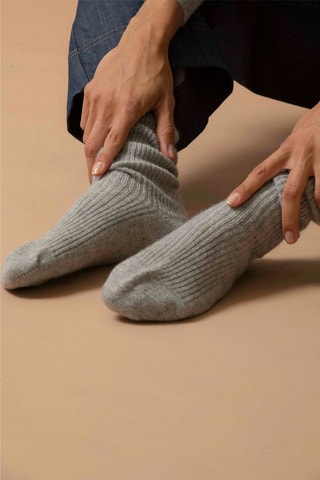 Calcetines Molilou 100 % cachemir, 4 hilos - Gris jaspeado