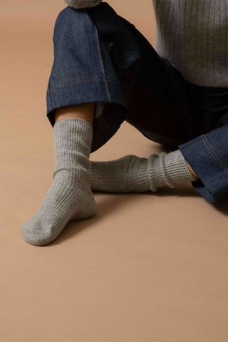 Calcetines Molilou 100 % cachemir, 4 hilos - Gris jaspeado