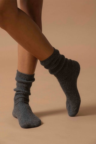Calcetines Molilou 100 % cachemir, 4 hilos - Antracita jaspeado