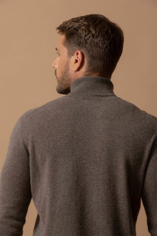 Jersey Trevor - 100 % cachemir 2 hilos - Cuello vuelto - Topo jaspeado