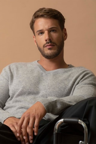 Jersey Alexander - 100 % cachemir 2 hilos - Cuello de pico - Gris nube