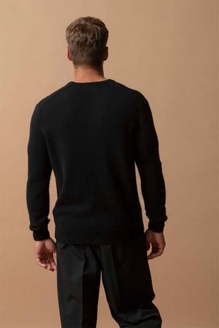Jersey Enzo - 100 % cachemir 4 hilos - Cuello de pico - Negro