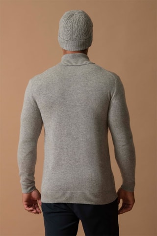 Jersey Marius - 100 % cachemir 4 hilos - Cuello vuelto - Gris jaspeado, 340 g
