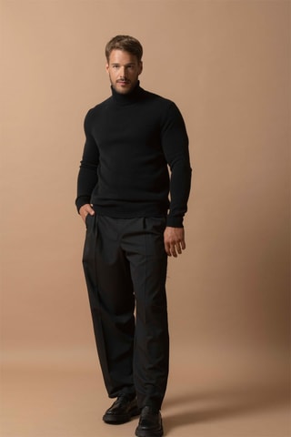 Jersey Marius - 100 % cachemir 4 hilos - Cuello vuelto - Negro, 340 g