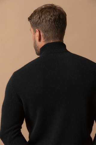Jersey Marius - 100 % cachemir 4 hilos - Cuello vuelto - Negro, 340 g