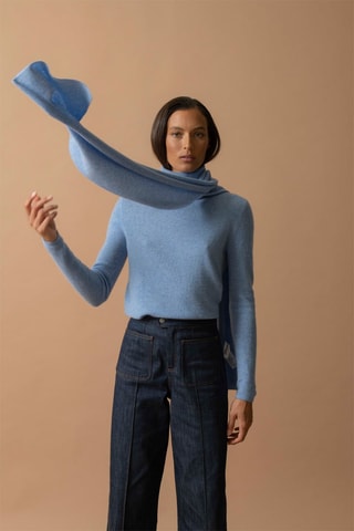 Jersey Ashley - 100 % cachemir 2 hilos - Cuello vuelto - Celeste