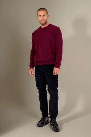 Jersey 100 % cachemir - Cuello redondo - Burdeos