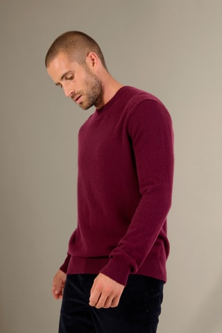 Jersey 100 % cachemir - Cuello redondo - Burdeos