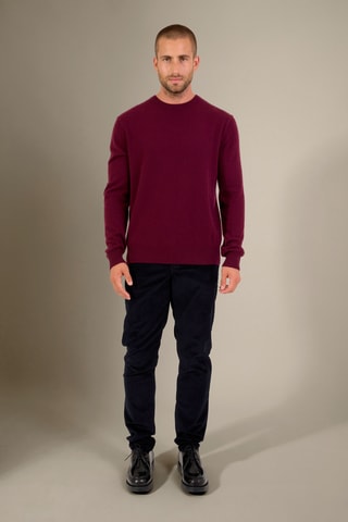 Jersey 100 % cachemir - Cuello redondo - Burdeos