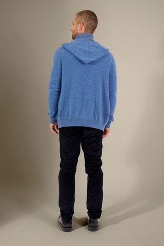 Cárdigan con capucha 100 % cachemir - Azul jaspeado