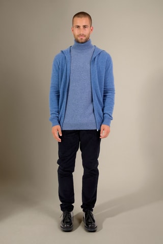 Cárdigan con capucha 100 % cachemir - Azul jaspeado