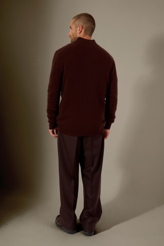 Cárdigan con capucha 100 % cachemir - Cuello alto - Marrón