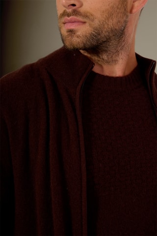 Cárdigan con capucha 100 % cachemir - Cuello alto - Marrón
