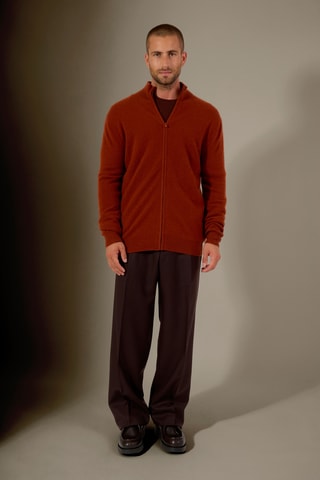 Cárdigan 100 % cachemir - Cuello alto - Rojizo