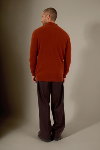Cárdigan 100 % cachemir - Cuello alto - Rojizo
