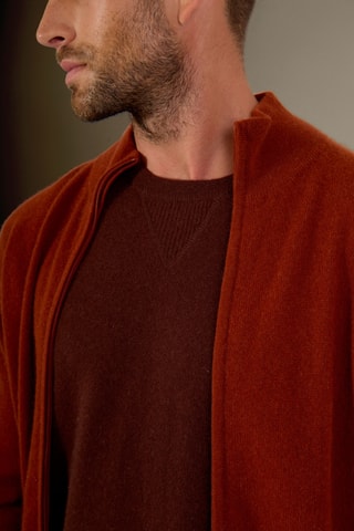 Cárdigan 100 % cachemir - Cuello alto - Rojizo