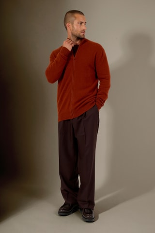 Cárdigan 100 % cachemir - Cuello alto - Rojizo