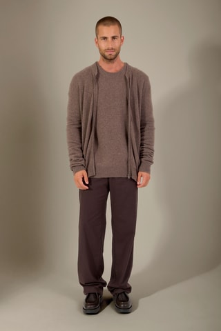 Cárdigan 100 % cachemir - Cuello alto - Topo