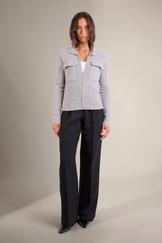 Cárdigan 100 % cachemir - Cuello clásico - Gris jaspeado