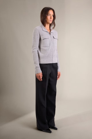 Cárdigan 100 % cachemir - Cuello clásico - Gris jaspeado