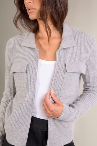 Cárdigan 100 % cachemir - Cuello clásico - Gris jaspeado