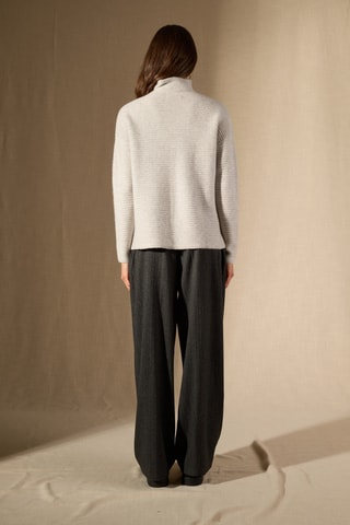 Jersey 100 % cachemir - Cuello alto - Gris claro