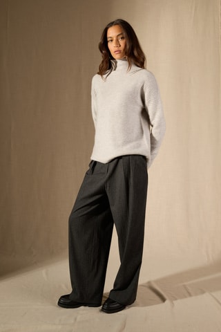 Jersey 100 % cachemir - Cuello alto - Gris claro