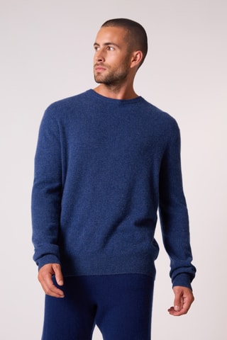 Jersey 100 % cachemir - Cuello redondo - Azul oscuro