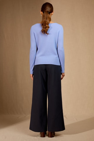 Jersey 100 % cachemir - Cuello barco - Celeste