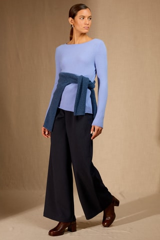 Jersey 100 % cachemir - Cuello barco - Celeste