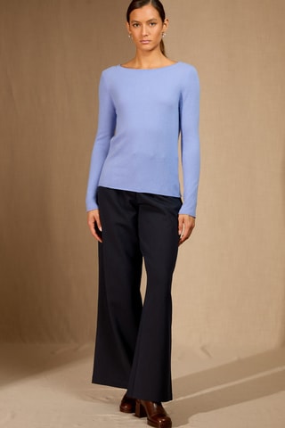 Jersey 100 % cachemir - Cuello barco - Celeste