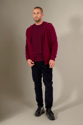 Cárdigan con capucha 100 % cachemir - Burdeos