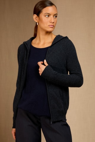 Cárdigan con capucha 100 % cachemir - Negro