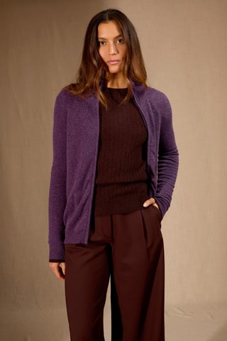 Cárdigan 100 % cachemir - Violeta jaspeado