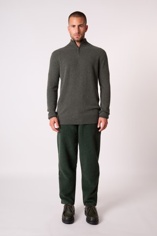 Jersey - 100 % cachemir - Cuello alto con cremallera - Caqui