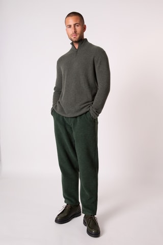 Jersey - 100 % cachemir - Cuello alto con cremallera - Caqui
