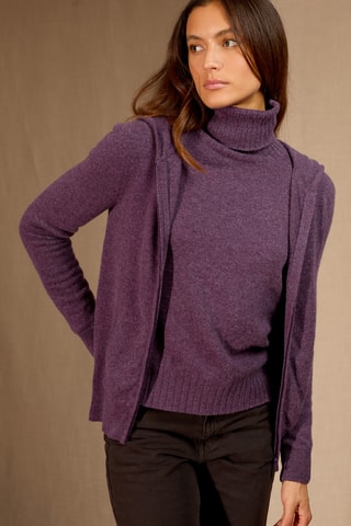 Cárdigan con capucha 100 % cachemir -  Violeta