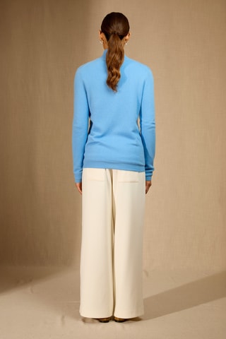 Cárdigan 100 % cachemir - Cuello alto - Azul claro