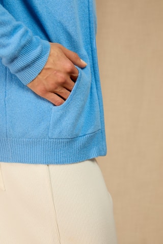 Cárdigan 100 % cachemir - Cuello alto - Azul claro
