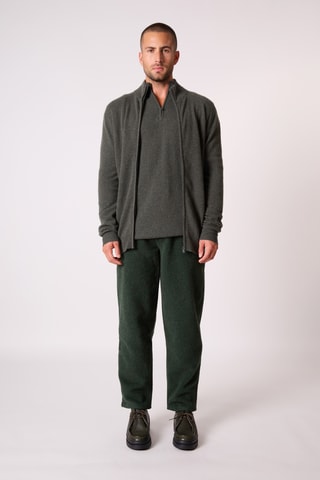 Cárdigan 100 % cachemir - Cuello de pico - Caqui