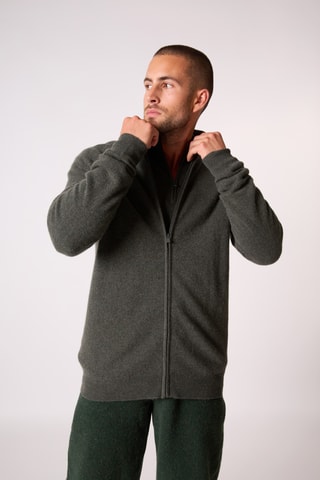 Cárdigan 100 % cachemir - Cuello de pico - Caqui