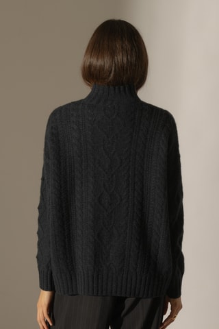 Jersey 100 % cachemir - Cuello alto - Negro