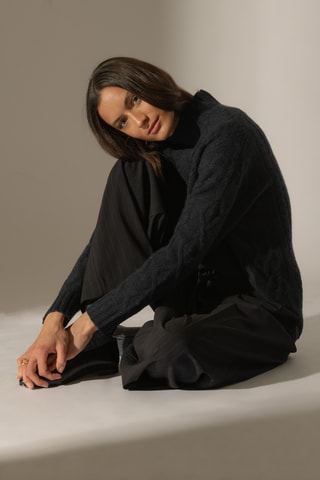 Jersey 100 % cachemir - Cuello alto - Negro